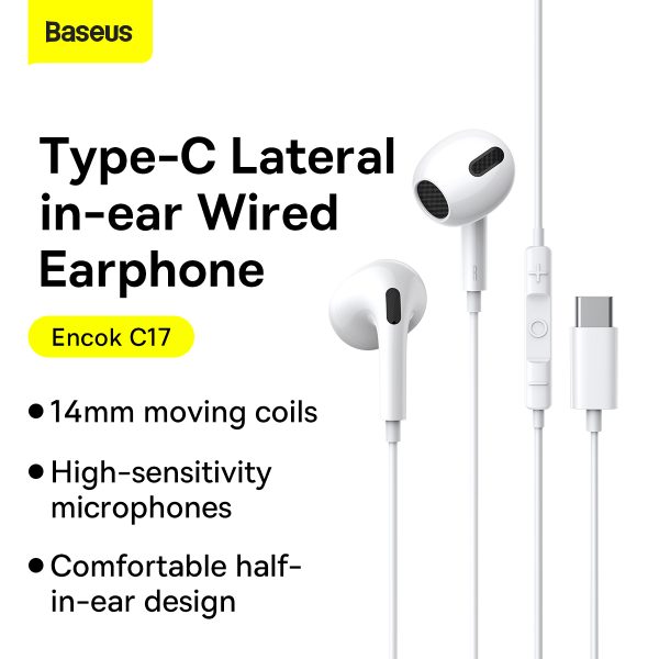 BASEUS C17 Encok Type-C In- Ear Wired Earphone with Remote - key features