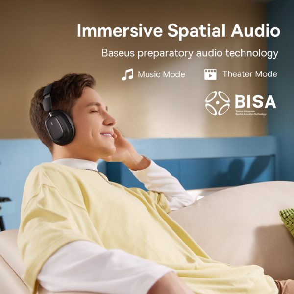 BASEUS H1i Bowie Noise-Cancelling Wireless Headphones -Imersive Spatial Audio